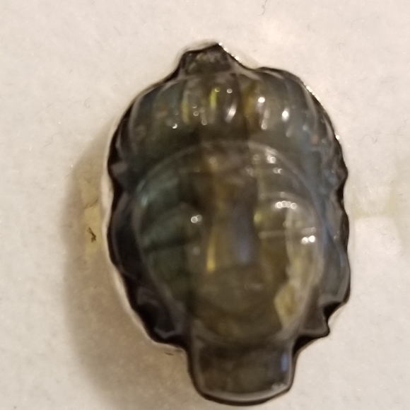 *Vintage Labradorite Buddha Silver Ring - Picture 5 of 6